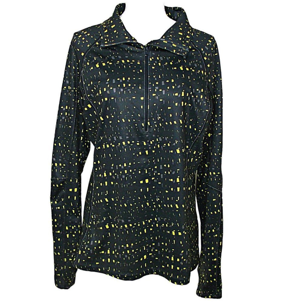 Under Armour Womens Fitted Cold Gear 1/2 Zip Pullover Blk Gray Yellow M/L Thumb